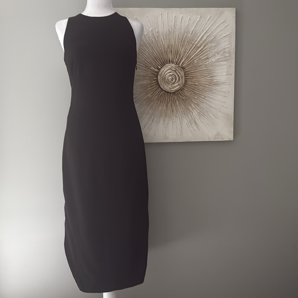 Theory Black Backless Cross-Strap Midi Dress - Picture 9 of 14